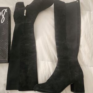 Sam Edelman VALDA suede Knee High Stretch Block Heel Boot Used Size 8M